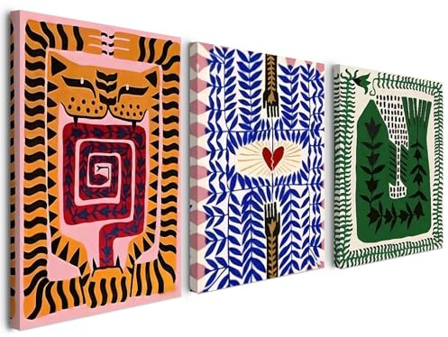 Alptiny Moderne Leinwandbilder 3er Set 30x40 cm mit Rahmen – Abstrakte Kunst Poster für Wohnzimmer, Farbige Wandbilder & Wanddeko Wohnzimmer, HD Druck, Ohne Bohren montierbar
