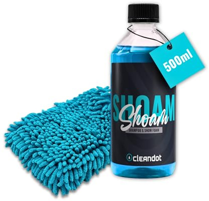 CLEANDOT Wash Starter Duo, Shampoo + Handschuh, Autoshampoo 500ml | Coral Waschhandschuh, Autowäsche Einsteiger-Set, pH-neutral & kratzerfrei
