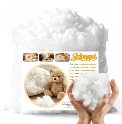 Jzlongxi Füllwatte 1,25kg, Oeko-Tex 100 zertifizierte Polyester Füllwatte – Füllmaterial für Kissen, Kuscheltiere & Basteln, Kissenfüllung waschbar bis 90°C, weiche Bastelwatte für DIY & Heimtextilien