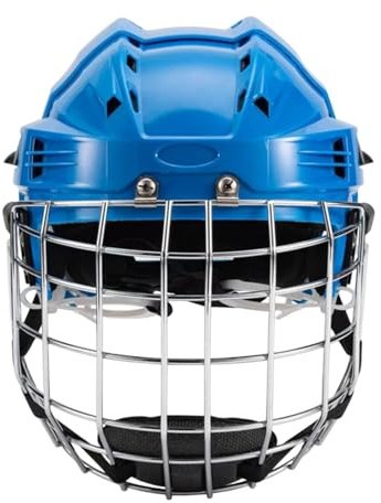 Zxpjkyu Casco de Hockey sobre Hielo con Rejilla, Protector Acolchado Profesional, Casco de Rugby para Adultos, Entrenamiento Y Competición en Interiores, Azul, de 58 Cm a 68 Cm