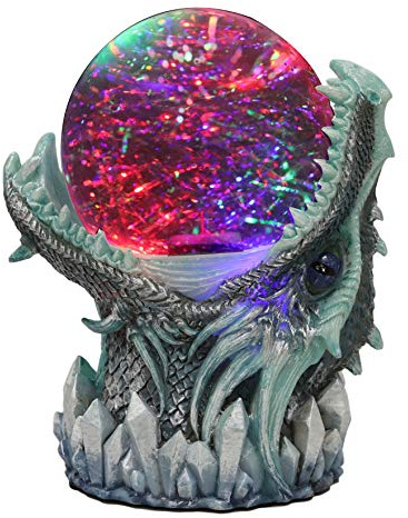 Ebros Gift Blue ICY Frost Giant Leviathan Dragon LED Night Light Glitter Sparkle Water Globe Storm Ball Figurine with Sound Activated Sensor Dungeons and Dragons Home Decor Fantasy Statue