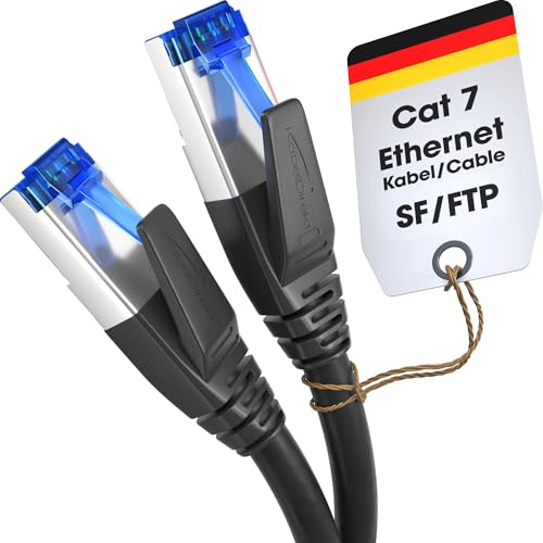 KabelDirekt – Cat-7-Netzwerkkabel – 7,5m – 10 Gigabit, RJ45, Schwarz | Cat-7-LAN-/Patchkabel bis 10Gbit/s – für Highspeed-Netzwerke, PC, Router, Switch & Modem, RJ45