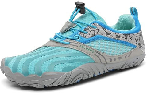 SAGUARO Barfußschuhe Barfussschuhe Kinder Outdoor Sport Barfuß Schuhe Jungen Mädchen Zehenschuhe Traillaufschuhe Fitnessschuhe rutschfest Badeschuhe Wasserschuhe Blau,Gr.35