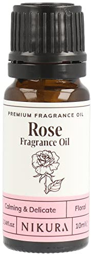 Nikura Rose Fragrance Oil - 10ml | for Gifts, Diffusers, Candle Making, Soap Making | Great for use in Bath Bombs, Perfume Oil, Perfume Scents | Vegan & UK Made