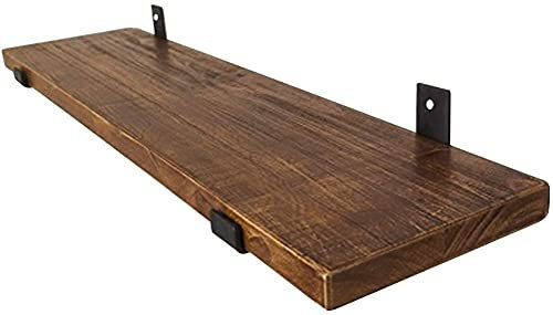 BERTY·PUYI Retro Wandregalhalterungen Holzregal Wandmontierte Dekorative Hängende Präsentationsregal Home Storage Organizer, Wandregal Display Schwimmende Regale-60CM