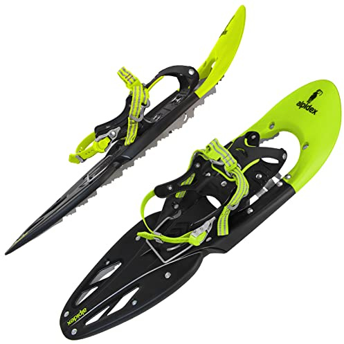 ALPIDEX Racchette Neve Ciaspole Alzatacco 38-46 Borsa Trasporto Bastoni Opzionali, Colore:Lime senza bastoncini