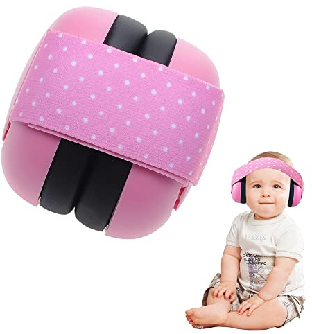 Gobesty Baby Ear Defenders, Noise Cancelling Ear Muffs with Adjustable Headband for 6-12 Months Toddlers, Pink