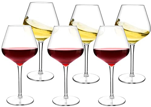 COOKY.D Bruchsichere Kelchgläser für Rot Weißwein Tritan Kunststoff Spülmaschinengeeignet Drink-Set Geschenk 530 ml (18,6 oz), 6er Set