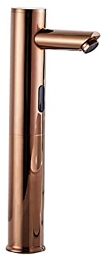 Infrarot Wasserhahn Bad Waschtischarmatur Sensorwasserhahn Hoch Automatisch Mischbatterie Induktion Badarmatur,Roségold-B,Warmes und Kaltes Wasser