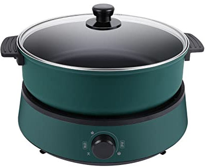 1350W Electric Hot Pot Cooker, 4L Shabu Hot Pot, Separate Design Multifunctional Electric BBQ Grill Pot, Multi-Power Control for 1-5 People Party, Family and Friend Gathering-Green
