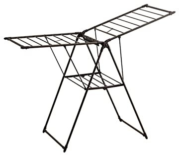 luckxuan Wäscheständer/Wäschetrockner Backfarbenprozess 2-Layer-Kleidung Trockenständer, bodengehörige Faltbare, flügelförmige Kleidung Trockenstange Clothes Drying Rack
