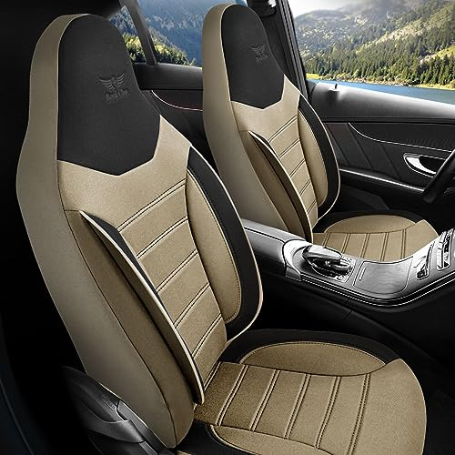 RC Royal Class Auto Sitzbezüge passend für Audi A3 in Beige Schwarz Pilot 4.8 für Pilot Vordersitze Fahrer und Beifahrer das Sitzbezugsset Zubehör Innenraum