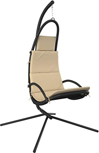 vidaXL Garten-Hängestuhl mit Kissen Creme Oxford-Gewebe und Stahl