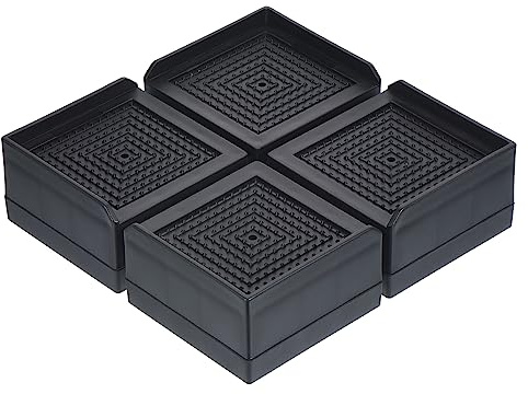 sourcing map Furniture Risers 1.5 Inch, 4Pcs Square Bed Risers Adjustable Couch Lifter Block for Extender for Bed Desk Sofa Table Lift Support Up to 1300Lbs, Black