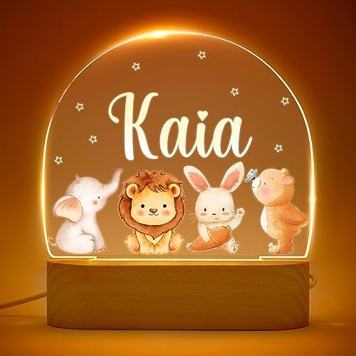 VEELU Personalisiertes Nachtlicht für Babys - Individuelle Nachttischlampe für Kinder - Personalisierte Geschenke Kinder - Babygeschenk - Taufgeschenke für Mädchen Jungen