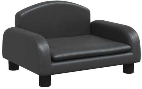 vidaXL Hundebett, Hundekissen mit weicher Polsterung, Hundesofa Hundecouch für kleine Hunde Haustiere, Haustierbett Katzenbett, Schwarz Kunstleder