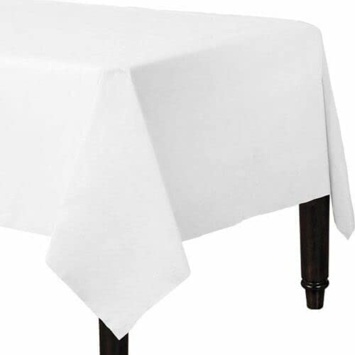 Nurano - Pappersbordsöverdrag 1-pack fyrkantig bordsduk, dekorativ bordsduk, bröllop, julfest, bordsskydd, pappersdukar | skydd för bord - (vit)
