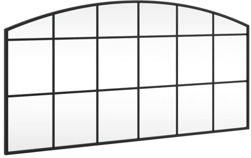 vidaXL Wandspiegel Schwarz 100x50 cm Gewölbt Eisen