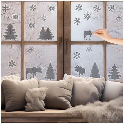 FoLIESEN - Winterliche Fensterbilder | statisch haftende Fenster-Sticker | Wiederverwendbare Winterdeko Fenster-Aufkleber, .:Skandi-Vibes