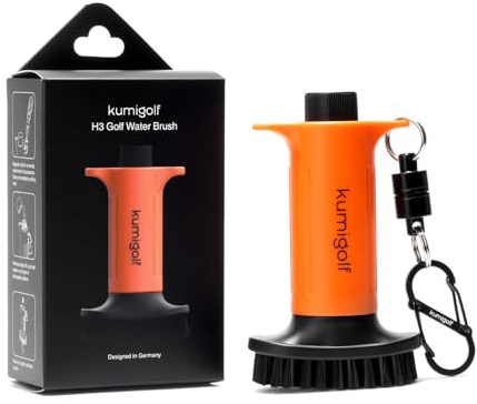 kumigolf H3 Golf-vattenborste, golfklubborste, rengöringsborste för golfklubbor, groover för klubbor med magnetiska klämmor (orange)
