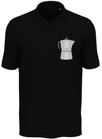 Atspauda Cute Sleeping Coffee Percolator Men's Cotton Polo Shirt Black Large
