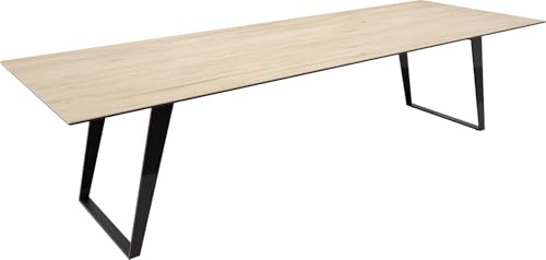 DELIFE Esszimmertisch Edge Keramik Laminam® Sabbia Eichefarbig 300x100 | Metall Schräg Schwarz