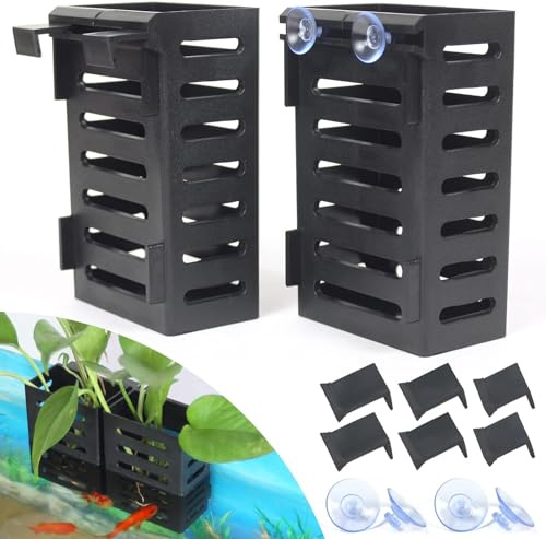 BEGONDIS 2 Stück Verbesserte Aquarium Pflanzenhalter mit Haken und Saugnäpfen - Mehrzweck Hydroponische Pflanzenzucht & Aquascaping