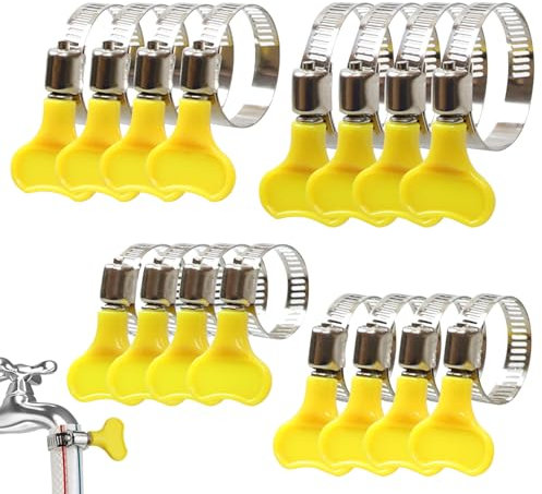 Stainless Steel Tightening Pipe Clips, 16PCs Hose Clips Set 4 Size Hose Clips Set Adjustable Pipe Clamps Hose Clamps for Securing Home Gas Flexible Connections 16/25/32/44mm