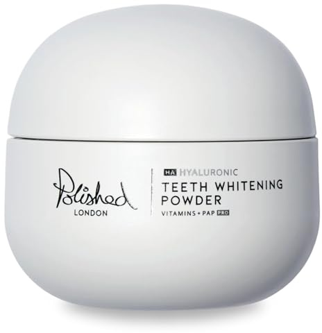 Polished London Hyaluronic Teeth Whitening Powder - Dentist-Formulated Teeth Whitener, Enamel-Safe Oral Beauty Innovation - Teeth Whitening & Teeth Stain Remover - Fresh Mint Flavour - 6-Month Supply