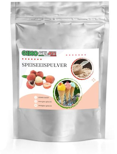 Gino Gelati fruchtiges Eis Speiseeis Pulver, verschiedene Geschmackssorten, schnelle und einfache Zubereitung, für Gastronomie und private Küche, Made in Germany (1 Kg, Litschi)