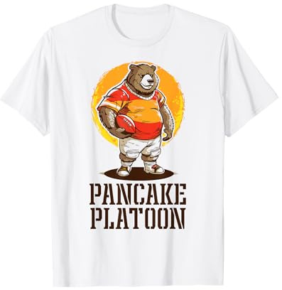 Pancake Platoon Bear Funny Offensive Lineman Football T-Shirt