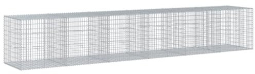 vidaXL Gabionkorg med skydd 600x100x100 cm galvaniserat järn, gabionkorg, stenmur, gabionmur, gabionkorgar, stenmurar, gabinmurar, gabionvägg