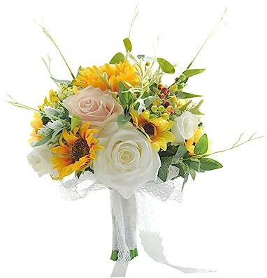 Zerodeko 1 Stück Hochzeit Braut Hält Blumenstrauß Künstliche Sonnenblume Sonne Sonnenblumenstrauß Dekore Künstliche Hochzeitssträuße Hochzeit Hält Brautstrauß Brautstrauß