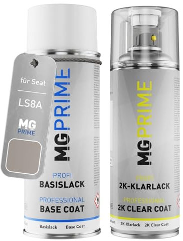 MG PRIME Autolack 2K Spraydosen Set für Seat LS8A / L3 Century Bronze Metallic Matt Basislack 2 Komponenten Klarlack Sprühdose