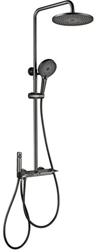 Shower Mixer Set Doccia Doccia, Rubinetti per Doccia a Parete Gun Grey Set Miscelatore deviatore in Ottone Soffione Doccia a Pioggia per Bagno Vasca con doccetta a Pioggia Quadrata Rotonda da 8