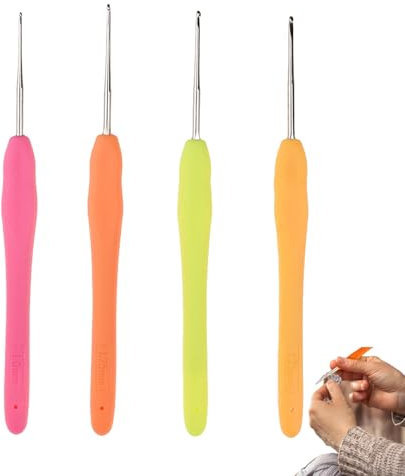 4 Stück Häkelnadeln, 1 mm 1,25 mm 1,5 mm 1,75 mm Spitze Häkelnadeln mit Weicher Griff Kleine Größen Häkelnadel Häkeln für Stricken Schal Handschuhe Taschen Hüte Socken, Farbe zufällig