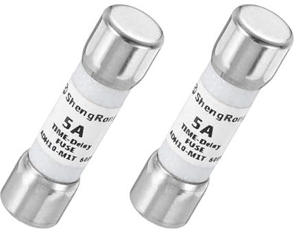 QUARKZMAN 2er Packung Glas Sicherung 5A, Träge Feinsicherung 10X38mm Zeitverzögerungssicherung 600V AC für DIY-Inverter-Schaltkreisplatine
