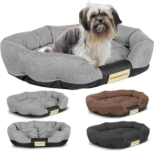KING DOG Lit Chiens XXL 130 x 105 cm Coussin Imperméable Lavable Canapé Personnalisable avec Nom Confortable Moelleux Douillet Antidérapant Couchage Intérieur Résistant Fabriqué en UE Gris