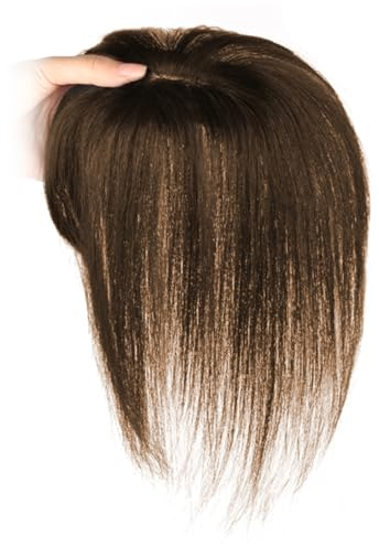 Haaropper für dünnes Haar Frauen echtes Haar 9,8 Zoll langes menschliches Haar Topper für dünne Haare Frauen Seidenbasis Clip in Haarverlängerungen Natürliche Suche nach täglichem Gebrauch braun