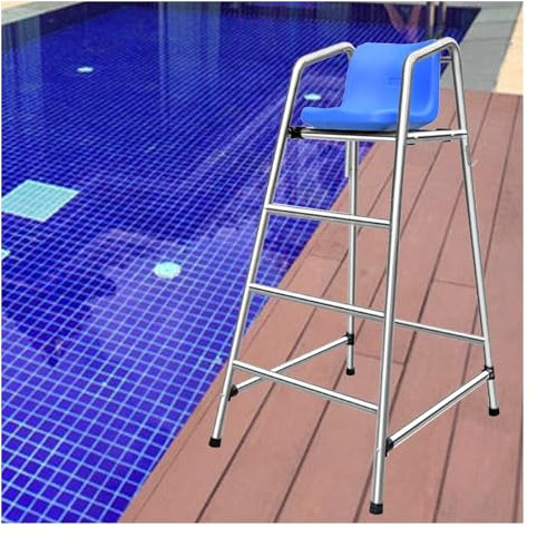 Genérico Escaleras para Piscina, Silla Salvavidas, Plateada, Resistente, Alta, para Piscina de competición estándar, Comercial.