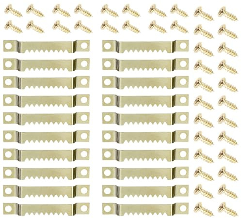 20 ganci per quadri seghettati incl. 40 viti – Stabili per cornici in legno/ con cunei agli angoli, pareti in casa e ufficio