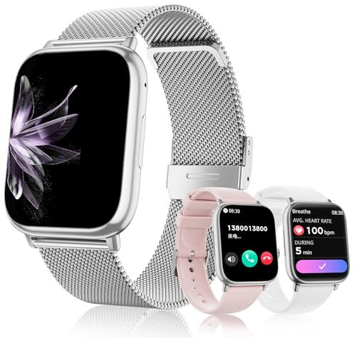 Smartwatch Donna, 1.83 Fitness Orologio con Effettua/Risposta Chiamate, con SpO2, 24H Cardiofrequenzimetro, Sonno, Ciclo Mestruale, Contapassi, 100+ Modalità Sportive, per iOS Android (silvery)