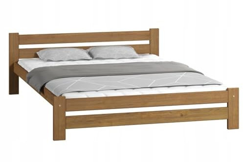 Home Collective Bett, Bettgestell 160x200, HolzBett | Massivholz Kiefer | Stabil & Langlebig | 205x172x58.5 cm (BxTxH) | Eiche