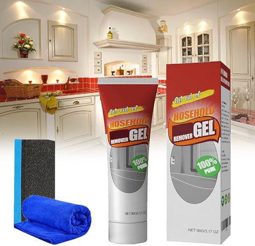 Mold Remover Gel, 90ML Mould Remover Gel, Powerful Cleaning Gel for Bathroom & Kitchen, Safe Formula, Deep Penetration for Tile Gaps, Grout, Walls & More (1, Red)