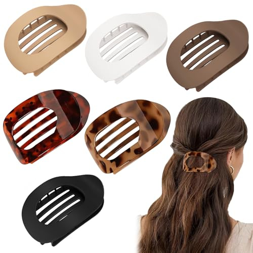 Lot de 6 Pinces à Cheveux Plate pour Femme, Pince Cheveux Hair Clips Femmes, Barrette, Accessoire de Beauté Femmes, pour Quotidien, Sport, Conduite (2 Brillantes & 4 Mates)