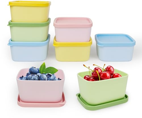 greenandlife 8Pack Small Food Containers, Reusable Snack Box Tubs with Lids, Stackable Plastic Food Storage Container for Picnics (7.1oz)