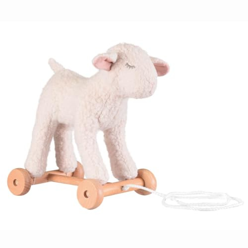 Egmont Toys Pull-Along Spieltiere – 4 Plüschtier-Modelle zum Hinterherziehen (Hund Eliot, Bär Raoul, Schaf Mary, Bär Walter), Holzräder & weicher Plüsch, ab 12 Monaten (Raoul (Bär))