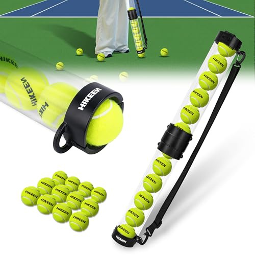BOOSTEADY Durable Tennis Ball Pick up Tube with 12 Tennis Balls,Quick Pickup & Storage Tennis Ball Tube with Shoulder Strap for Tennis Accessories