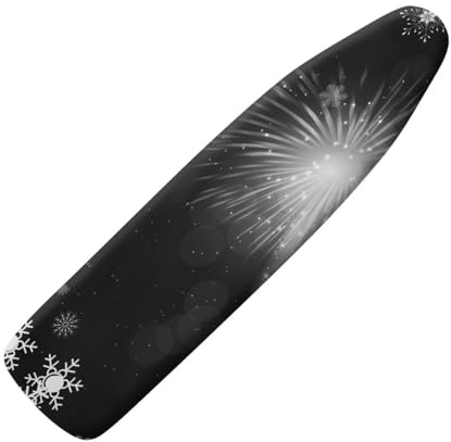 Ironing Board Covers 125 x 45 Elasticated Black Pattern with Padding, Easy Fit and Resists Scorching,Bungee Elasticated Ironing Board Covers Large, Easy Placement