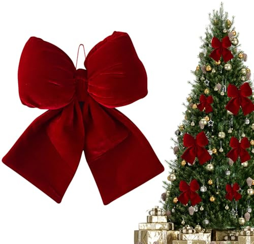 Kertaym Rote Samtschleifen Weihnachtsschleife Groß XXL, Schleifen Weihnachtsbaum Deko Haustür Deko Christbaumspitze, Grosse Rote Schleife für Weihnachtsbaum Haustür Weihnachten (Groß Weinrot)
